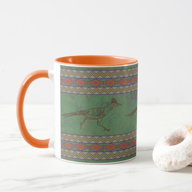 Southwest Roadrunner Sagebrush Green Mug (With Donut)
