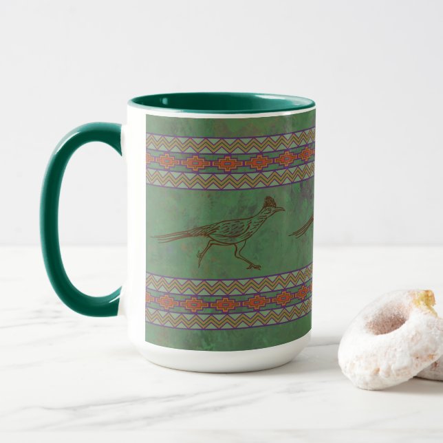 Southwest Roadrunner Sagebrush Green Mug (With Donut)