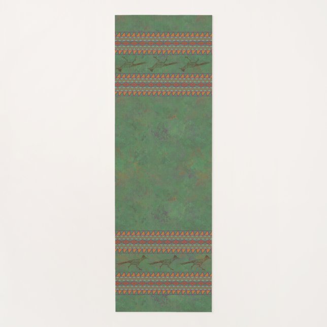 Southwest Roadrunner Sagebrush Green Yoga Mat (Front)