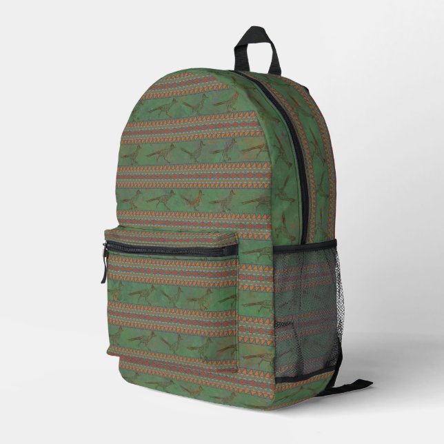 Southwest Roadrunners Sagebrush Green  Printed Backpack (Back Corner Right)