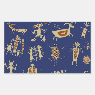 Southwest Rock Art Shaman Rectangular Sticker