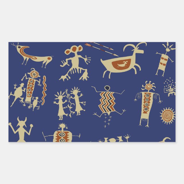 Southwest Rock Art Shaman Rectangular Sticker (Front)
