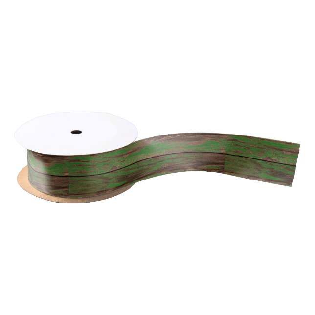 Southwest Rustic Weathered Green Painted Wood  Satin Ribbon (Spool)