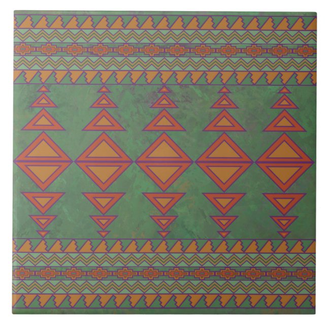 Southwest Sagebrush Green Geometric Design Ceramic Tile (Front)