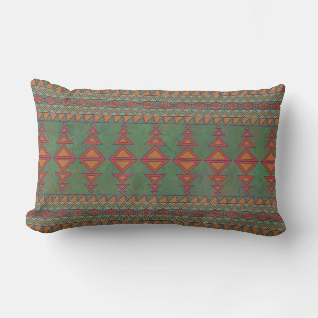 Southwest Sagebrush Green Geometric Design  Lumbar Cushion (Front)