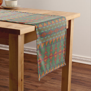 Southwest Sagebrush Green Geometric Design Medium Table Runner
