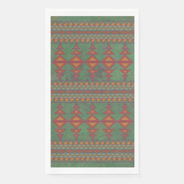 Southwest Sagebrush Green Geometric Design Napkin (Front)
