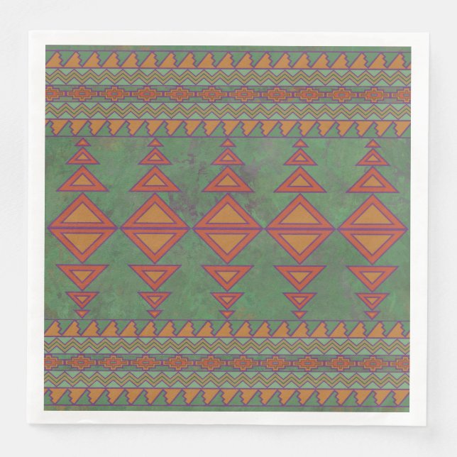 Southwest Sagebrush Green Geometric Design Napkin (Front)