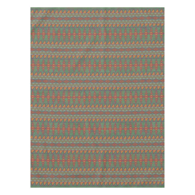 Southwest Sagebrush Green Geometric Design Tablecloth (Front)