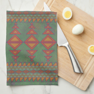 Southwest Sagebrush Green Geometric Design Tea Towel