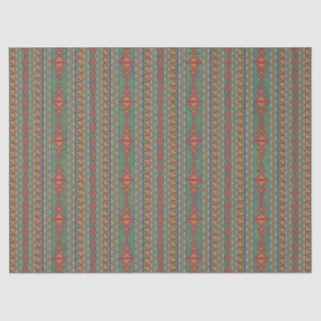 Southwest Sagebrush Green Geometric Design Tissue  Tissue Paper (Front)