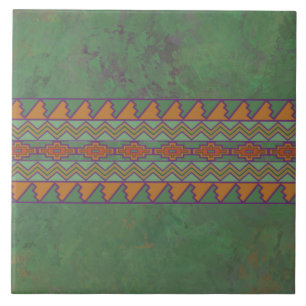 Southwest Sagebrush Green Geometric Pattern Ceramic Tile