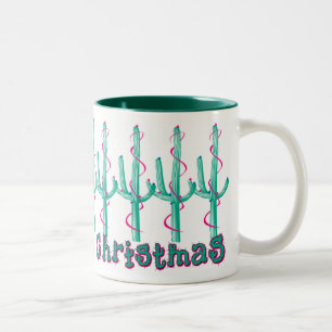 Southwest Saguaro Christmas Two-Tone Coffee Mug