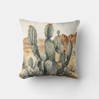 Southwest Serenade Cactus Watercolor Decorative Cushion