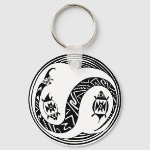 Southwest Serpent Spirit with Turtles Key Ring
