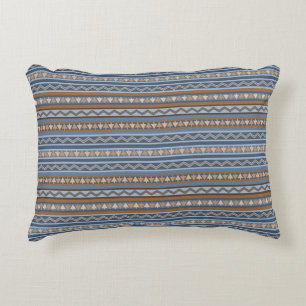 Southwest Style Blue and Brown Geometric Pattern Decorative Cushion