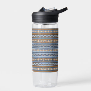 Southwest Style Blue and Brown Geometric Pattern Water Bottle