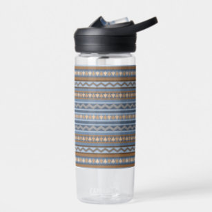 Southwest Style Blue and Brown Geometric Pattern Water Bottle