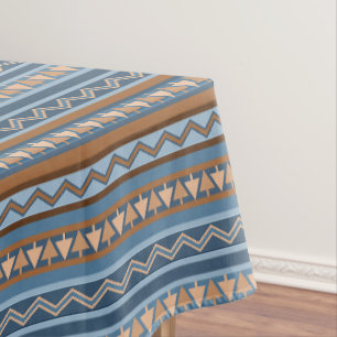 Southwest Style Blue Brown Geometric Pattern Small Tablecloth