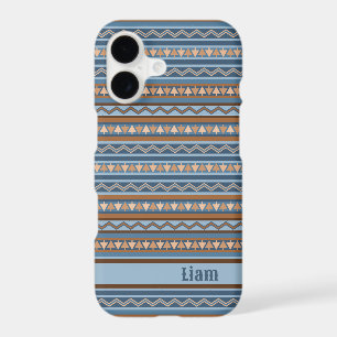 Southwest Style Blue Brown Geometric Personalised