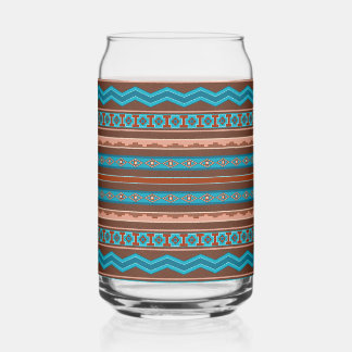 Southwest Style Geometric Cameron Gorge Design Can Glass