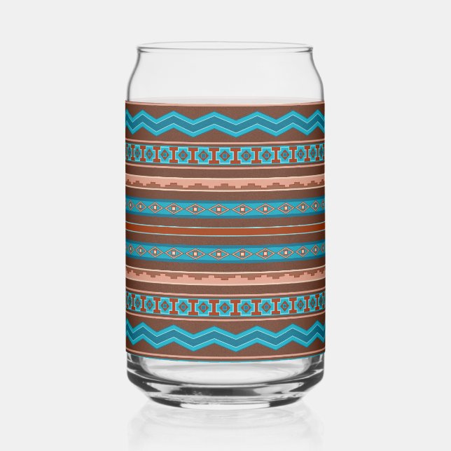 Southwest Style Geometric Cameron Gorge Design Can Glass (Front)