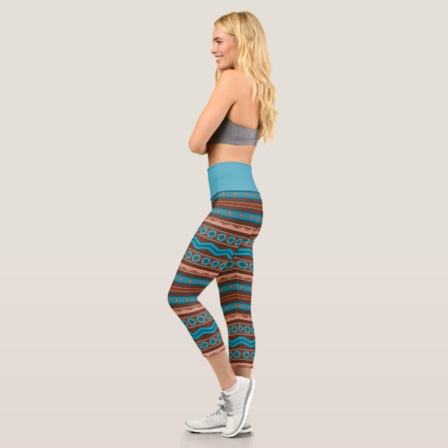 Southwest Style Geometric Cameron Gorge Design Capri Leggings (Left)
