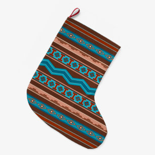 Southwest Style Geometric Cameron Gorge Design Large Christmas Stocking