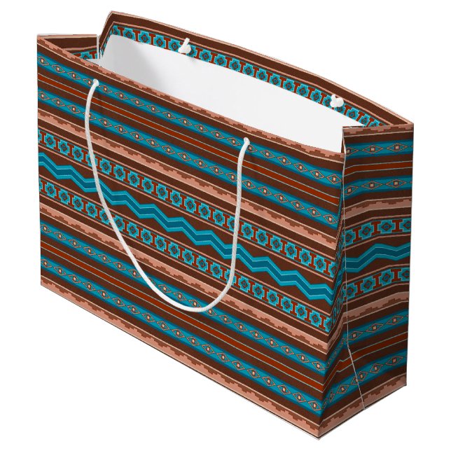 Southwest Style Geometric Cameron Gorge Design Large Gift Bag (Back Angled)