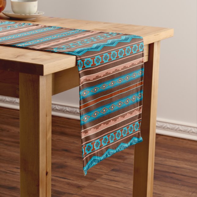 Southwest Style Geometric Cameron Gorge Design Long Table Runner (In Situ)