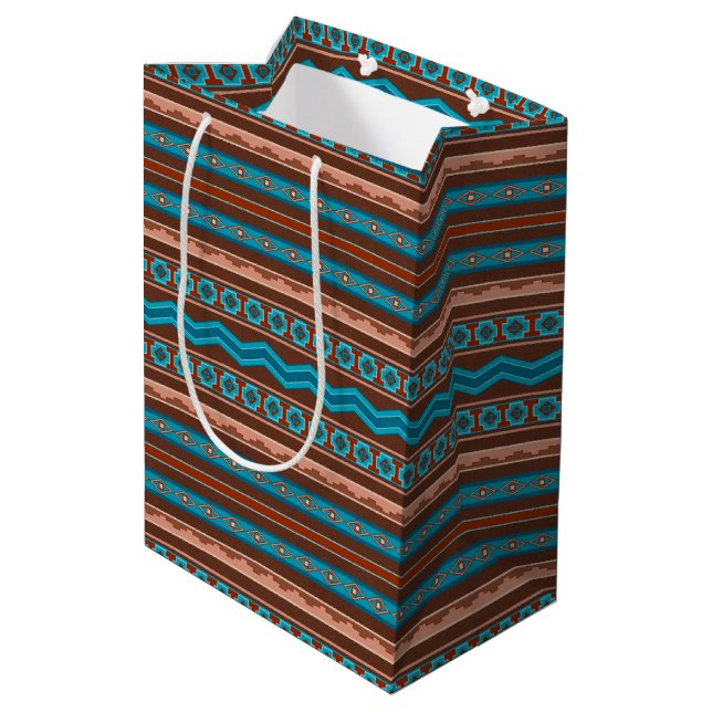 Southwest Style Geometric Cameron Gorge Design Medium Gift Bag (Back Angled)