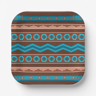 Southwest Style Geometric Cameron Gorge Design Paper Plate