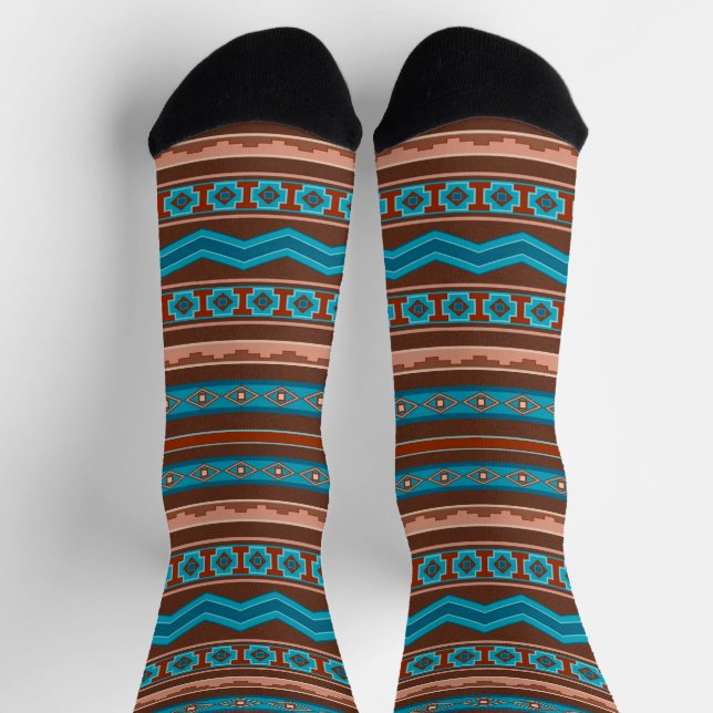 Southwest Style Geometric Cameron Gorge Design Socks (Top)