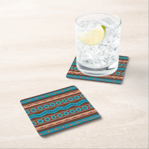 Southwest Style Geometric Cameron Gorge Design Square Paper Coaster