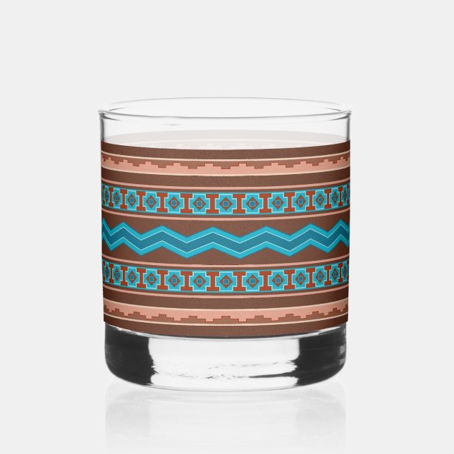Southwest Style Geometric Cameron Gorge Design Whiskey Glass (Front)
