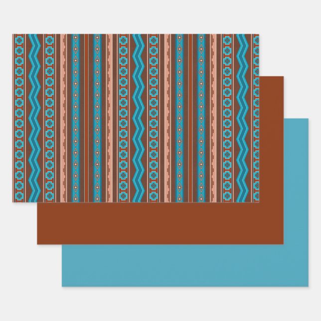 Southwest Style Geometric Cameron Gorge Design Wrapping Paper Sheet (Set)