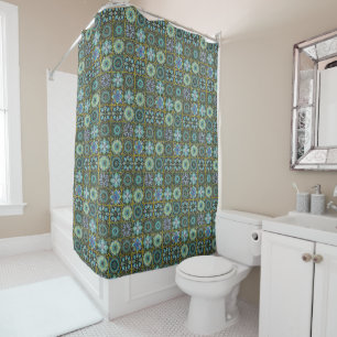 Southwest Style Talavera Tile Colourful Bathroom Shower Curtain
