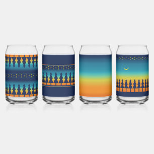 Southwest Sunset Pines Assorted Designs Can Glass