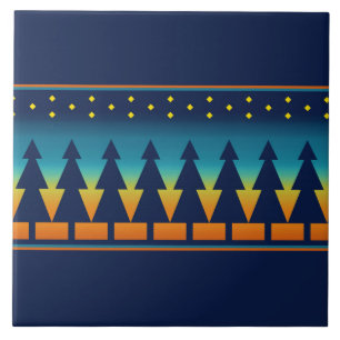 Southwest Sunset Pines Blue Ceramic Tile