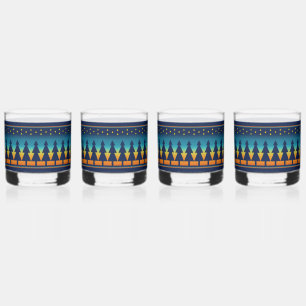 Southwest Sunset Pines Blue Colour Whiskey Glass