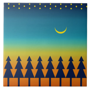 Southwest Sunset Pines Moon Ceramic Tile