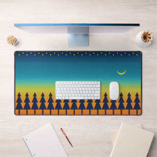 Southwest Sunset with Pine Trees, Stars and Moon  Desk Mat