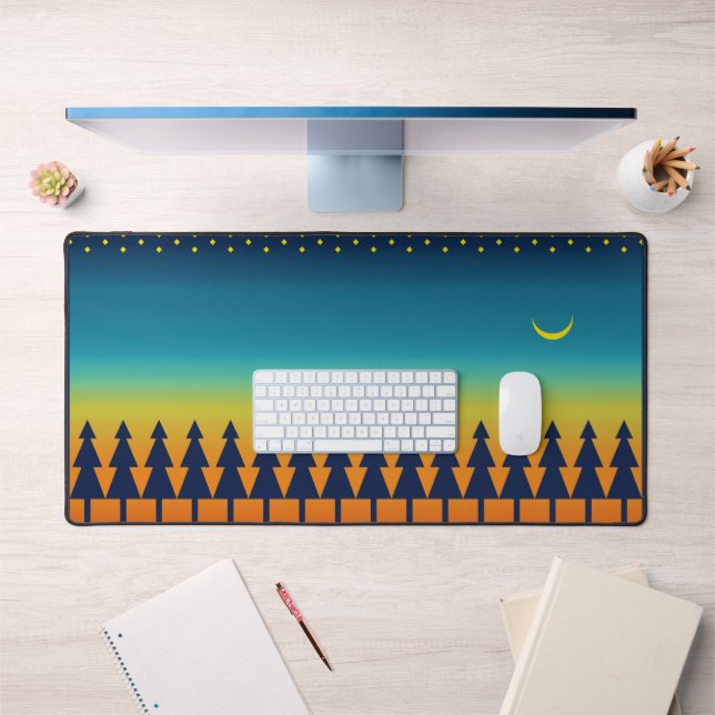 Southwest Sunset with Pine Trees, Stars and Moon  Desk Mat (Office 1)