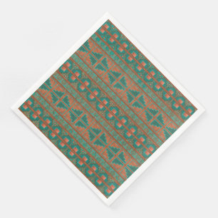 Southwest Teal Copper Colours Geometric Pattern Napkin