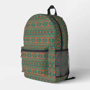 Southwest Teal Copper Colours Geometric Pattern Printed Backpack