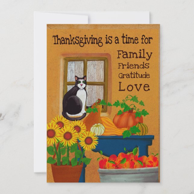 Southwest Thanksgiving with Cat  Holiday Card (Front)