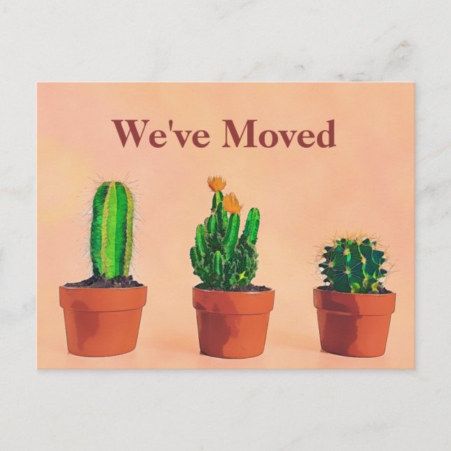 Southwest Theme Moving Announcement Potted Plants  Postcard (Front)