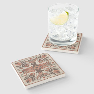 Southwest Tribal Bird Sacred Geometric Symmetry Stone Coaster