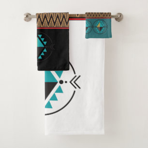 Southwest Tribal Black and Red Tribal Pattern Show Bath Towel Set