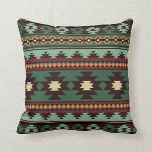 Southwest tribal green brown cushion